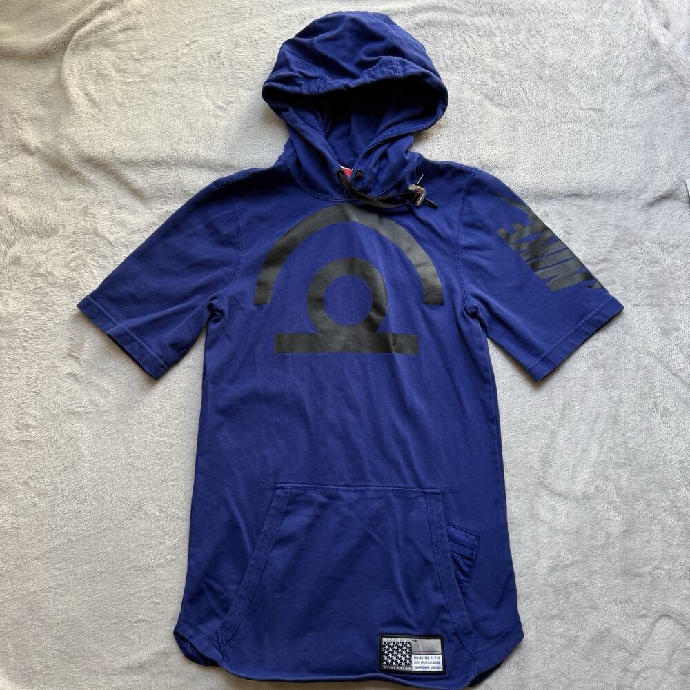 Nike Air Pivot Hoodie Mens XS Dark Blue Short Sleeve Workout Pullover